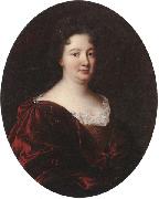 unknow artist Portrait of a landy,said to be marie de pontchartrin,half length,wearing a red velvet mantle over a gold braided dress and lace shirt Sweden oil painting artist